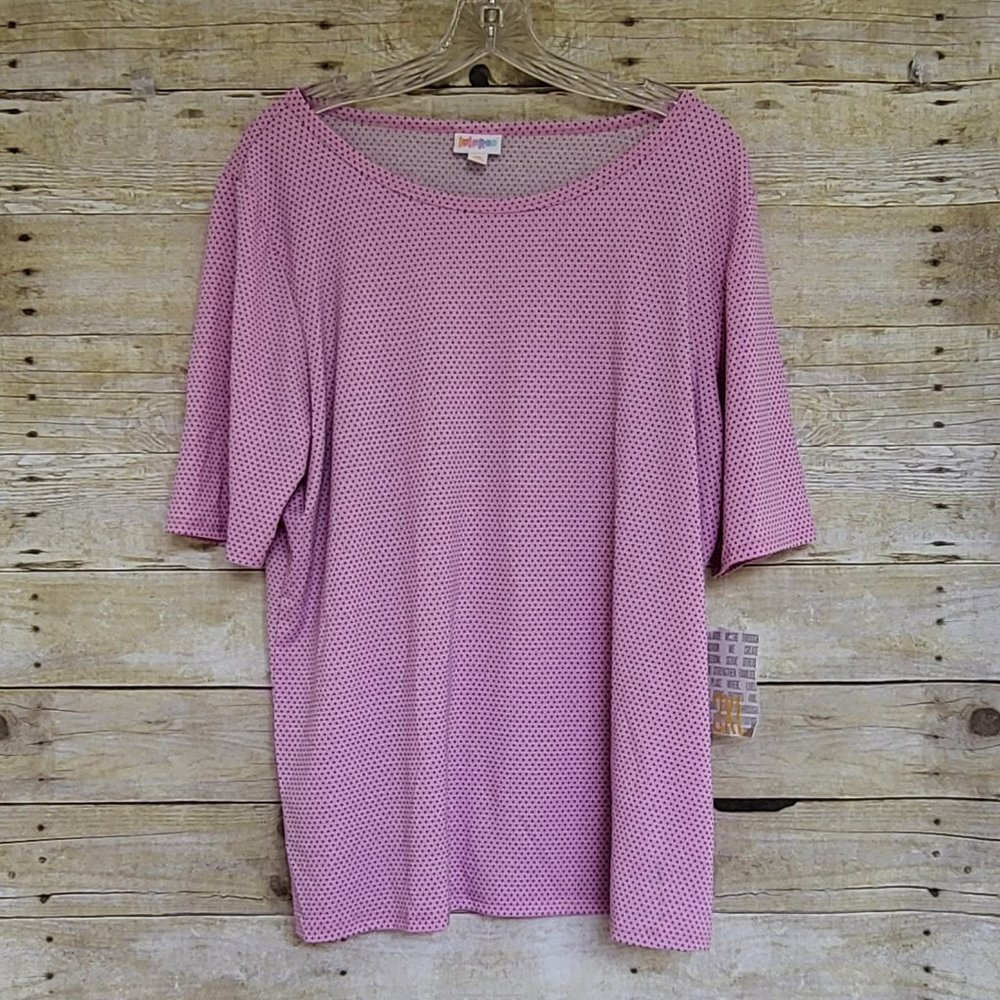 NWT LuLaRoe Gigi Top 3XL - Pink and Hunter Green Tiny Polka Dots